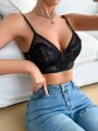 SHEIN Sheer Lace Bra With Underwire