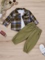 Baby Plaid Overcoat With Pants