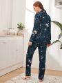 Floral Print Satin PJ Set