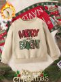 Young Girl 1pc Christmas Print Thermal Lined Sweatshirt