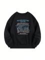 Slogan Graphic Thermal Lined Sweatshirt