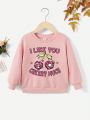 Young Girl Slogan & Cherry Print Drop Shoulder Sweatshirt