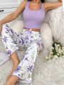 Floral Print Bow Front PJ Set