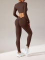 Seamless High Stretch Yoga Exercise Suit With Hollow Out Back Design For Women