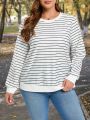 SHEIN LUNE Plus Size Striped Long Sleeve Casual Sweatshirt