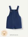 Cozy Cub Baby Boy Solid Color Button Front Patch Pocket Suspender Shorts