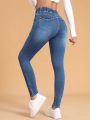 Drawstring Waist Skinny Jeans