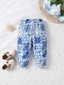 Baby Girls' Elastic Waist Printed Full-Length Casual Pants For Summer