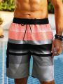 Men'S Striped Drawstring Waist Beach Shorts