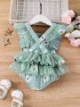 Baby Girl Daisy Print Flutter Sleeve Romper