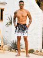 Men's Beach Shorts With Octopus Print And Drawstring Waist