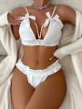 SHEIN Bow Front Frill Trim Lingerie Set