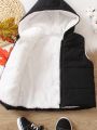 Little Girls' Casual Simple Winter Warmth Padded Vest With Loose Fit