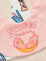 SHEIN Sweet Style Newborn Baby Girl Gift Box Set, Donut Ice Cream Candy Printed Romper And Shorts, Multiple Pieces Cute Casual Daily Wear, Spring Summer