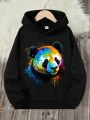 Boys' Casual Panda Print Hooded Fleece Sweatshirt