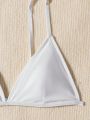 SHEIN Swim Basics Solid Color Triangle Bikini Top