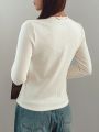 Dazy-Less Women's Plain Round Neck Basic Long Sleeve T-shirt