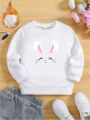 Toddler Girls' Cute Rabbit Printed Fleece Sweatshirt