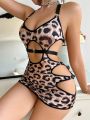 Wild Ladies' Leopard Print Hollow Out Sexy Lingerie Set