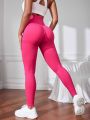 Yoga Basic Solid Wideband Waist Sports Leggings