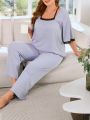 Plus Size Women's Lace Trimmed Pajama Set