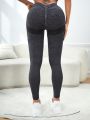 Yoga Basic Solid Color High-Waist Athletic Leggings