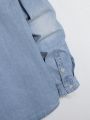 Men Flap Pocket Denim Shirt Without Tee