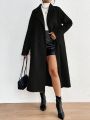 SHEIN Privé Women's Double Breasted Woolen Coat With Lapel