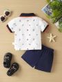 Baby Boys' Summer College British Style T-Shirt And Shorts Outfit