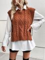 SHEIN LUNE 1pc Cable Knit Knot Side Sweater Vest