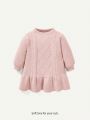 Cozy Cub Baby Girls' Casual Cute Ruffle Hem Long Sleeve Round Neck Sweater Dress