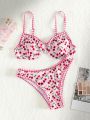 SHEIN Swim Mod Cherry Print Underwire Bikini Swimsuit Set