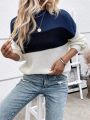 Color Block Drop Shoulder Sweater