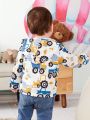 Baby Boys' Cartoon Car Fun Print Casual Outdoor Jacket For Spring