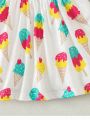 Baby Girls' Summer Cute Printed Flying Sleeve Dress 3pcs Outfit