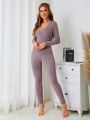 Lace Trim Thermal Underwear Set