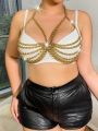 1pc Plus Size Golden Chain Strap Bra Accessory