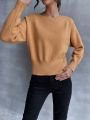 SHEIN Frenchy Casual Round Neck Solid Color Drop Shoulder Sleeve Sweater