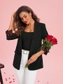 SHEIN Clasi Valentine's Day Women Heart Print Patchwork Shawl Collar Blazer