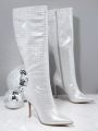 Rhinestone Point Toe Stiletto Heeled Boots