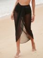 SHEIN Swim BohoFeel Mesh Asymmetric Hem Cover Up