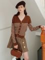 Striped Pattern Button Front Cardigan