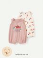 Cozy Cub Newborn Baby Girl Lovely Strawberry Pattern Sleeveless Romper With Round Neckline And Shorts Two Piece Outfits