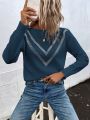 SHEIN LUNE Sweater With Rhinestone Pattern And Boat Neck