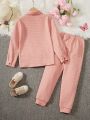 Tween Girl Letter Patched Jacket & Pants Without Tee