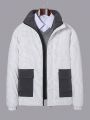 Men 1pc Flap Pocket Quilted Coat