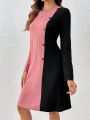 Women's Contrast Button Dress