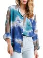 Tie-dye Plus Size Long Sleeve Shirt