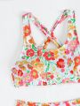 SHEIN Swim Vcay Floral Printed Bikini Swimwear Set