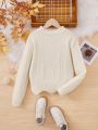 SHEIN Tween Girls Solid Cable Knit Sweater